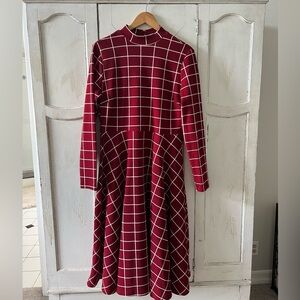 Burgundy Plaid Dress